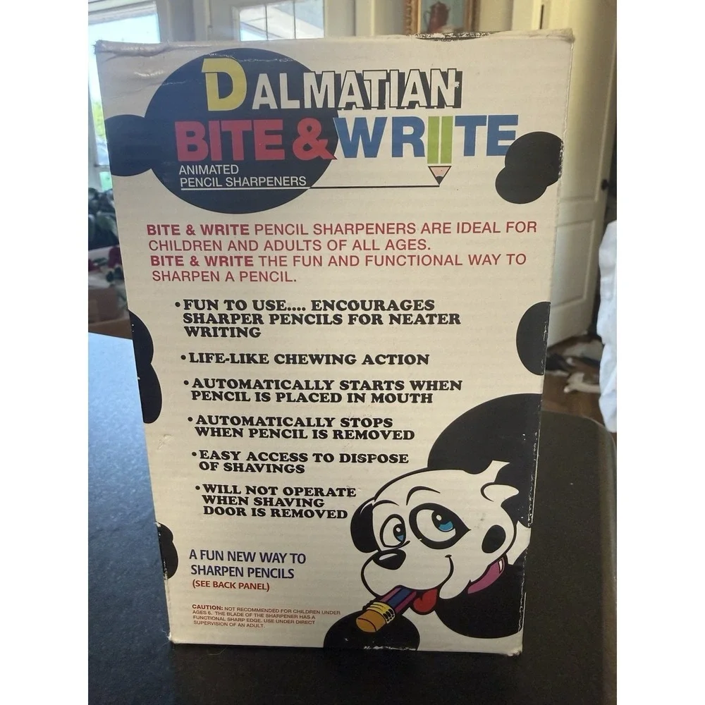 Vintage Dalmatian Bite & Write Battery Operated Animated Pencil Sharpener W/ BOX